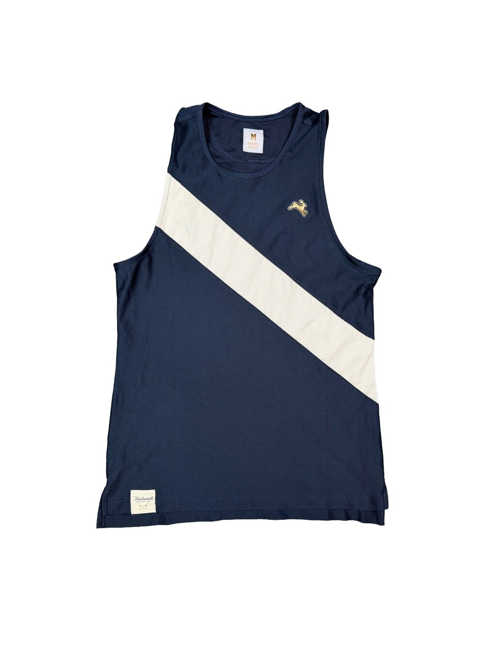Tracksmith Van Cortlandt Tank Womens M Navy Cream Sash Running Singlet Mesh